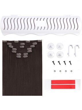 22" Clip-In Hair Extensions - Real Human Hair, 2 Packs, #2 Color, Easy to Use